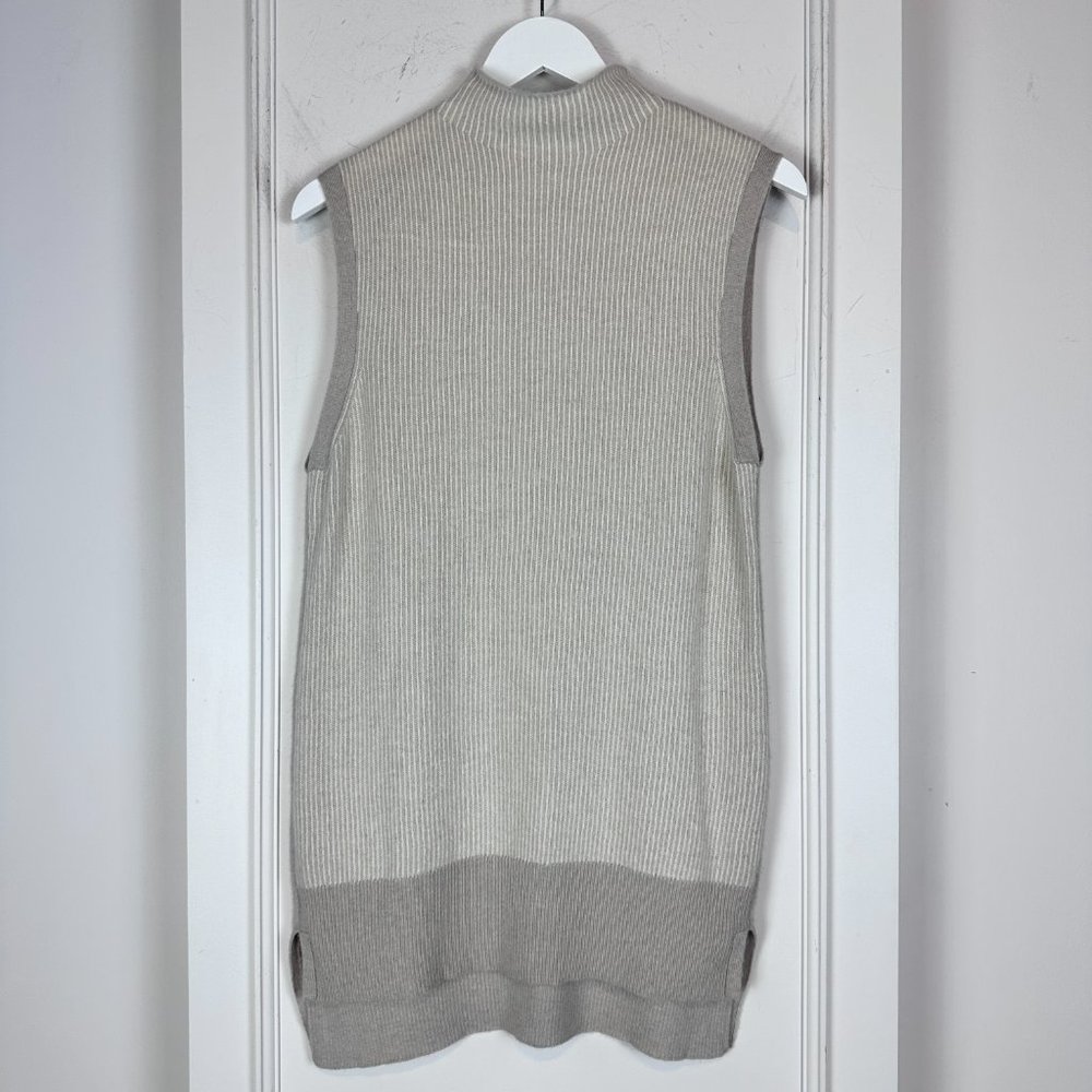 DUFFY Agate and Ice White Two-Tone Ribbed Cashmere Top